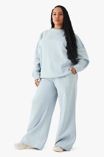 Plus DSGN Studio Embroidered Straight Leg Jogger blue