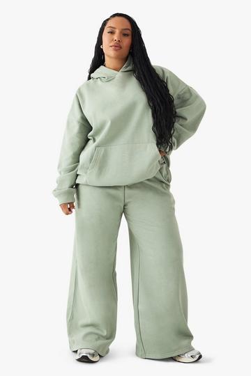 Plus DSGN Studio Embroidered Straight Leg Jogger sage