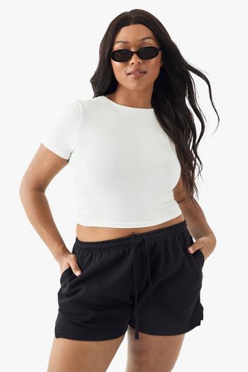 Plus DSGN Studio Embroidered Sweat Shorts black