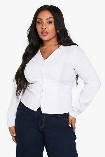 Plus Cinched Hook And Eye Top white