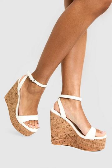 Basic Tweedelige Kurken Sleehakken white