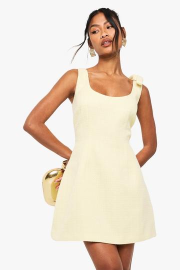 Boucle Scoop Neck Tailored Mini Dress lemon