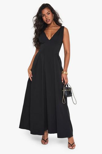 Skater Maxi Jurk Met Structuur black