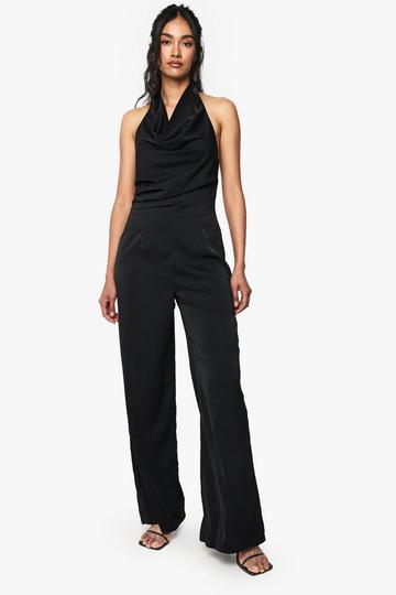 Satin Cowl Neck Jumpsuit black