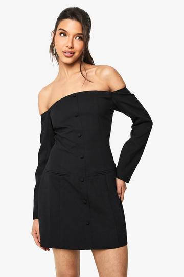 Bardot Tailored Button Down Mini Dress black