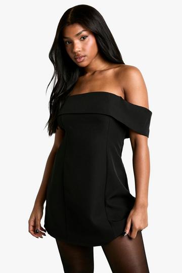 Bardot Foldover Tailored Mini Dress black