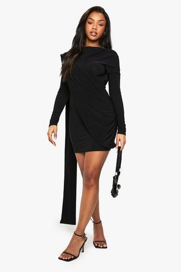 Slinky Drape Backless Mini Dress black