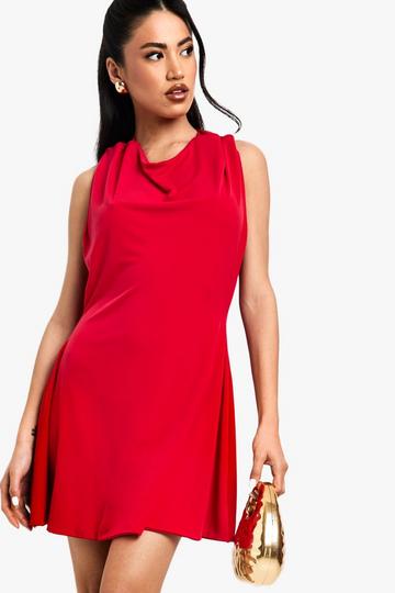 Red Tie Plunge Back Mini Dress