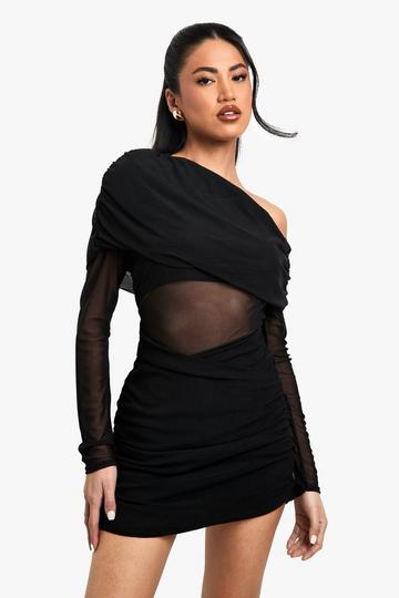 Black Mesh and Slinky Mix Mini Dress