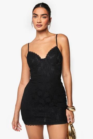 Lace Strappy Mini Dress black