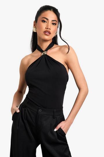 Crêpe Top Met Halter Neck En Zoom Detail black