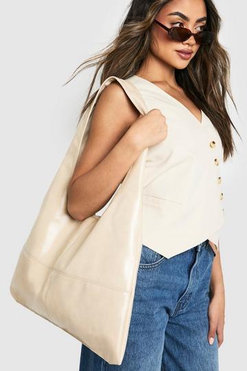 Stone Beige Large Slouchy Tote Bag