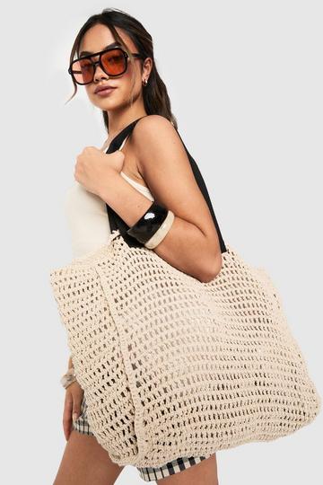Oversized Crochet Beach Bag cream