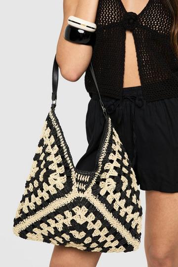 Gehäkelte Shopper-Tragetasche black