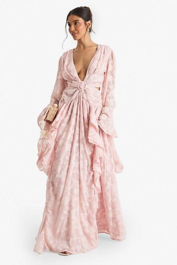 Textured Split Cut Out Maxi Dress pink