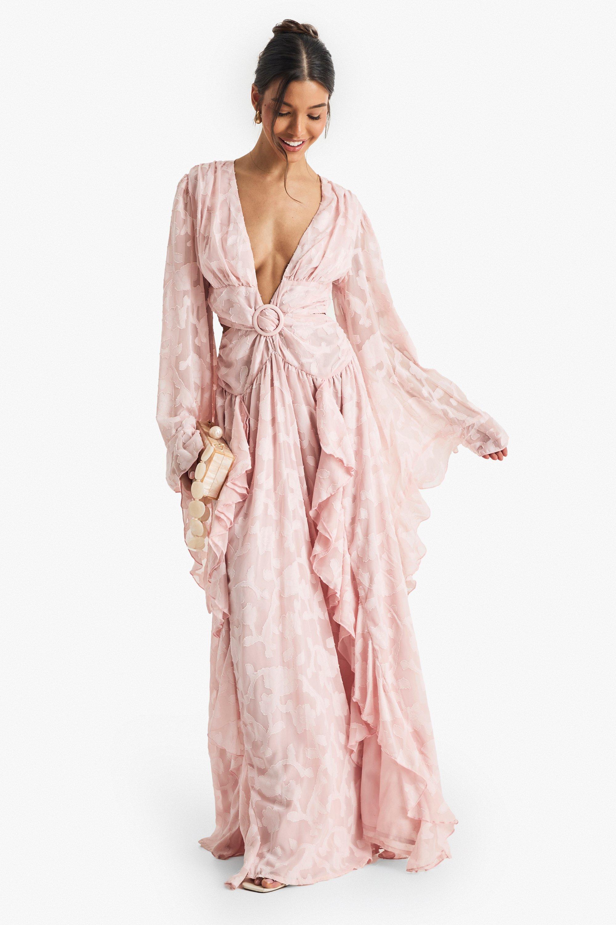 Textured Split Cut Out Maxi Dress | boohoo