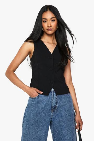 Super Stretch Gilet Met Knopen black
