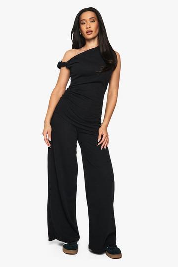 Textured Wide Leg Trouser black