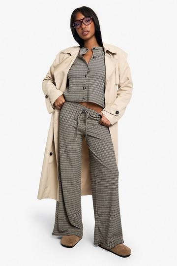 Striped Jersey Wide Leg Trouser black_white