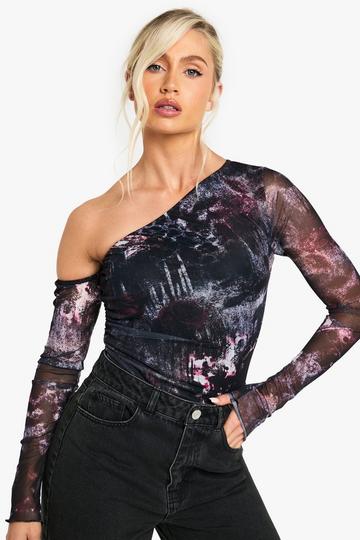 Body asymétrique en mesh purple