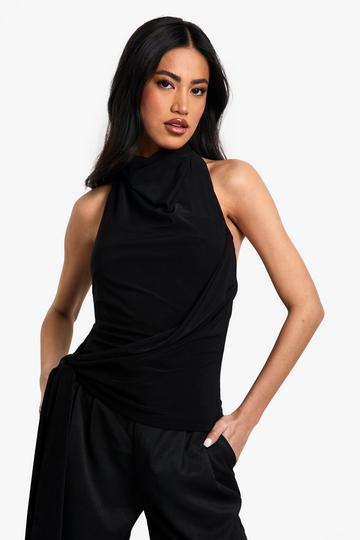 Strakke Top Met Halter Neck En Losse Col black