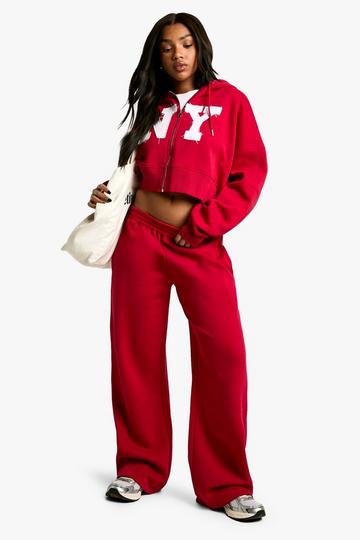 NY Self Fabric Applique Straight Leg Jogger red