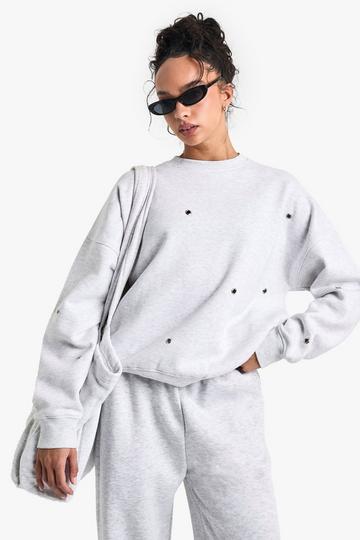 Eyelet Detail Oversized Sweatshirt ash grey