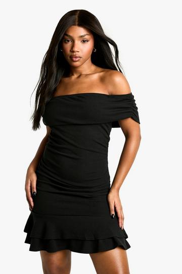 Bardot Ruched Mini Dress black