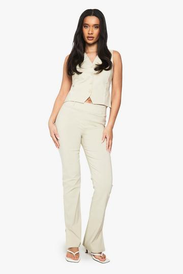 Ecru White Bengaline Slim Flare Trousers