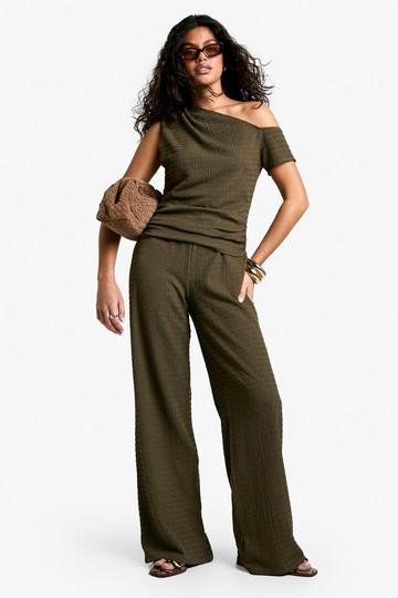 Mouwloze Top Met Textuur En Asymmetrische Zoom Set khaki