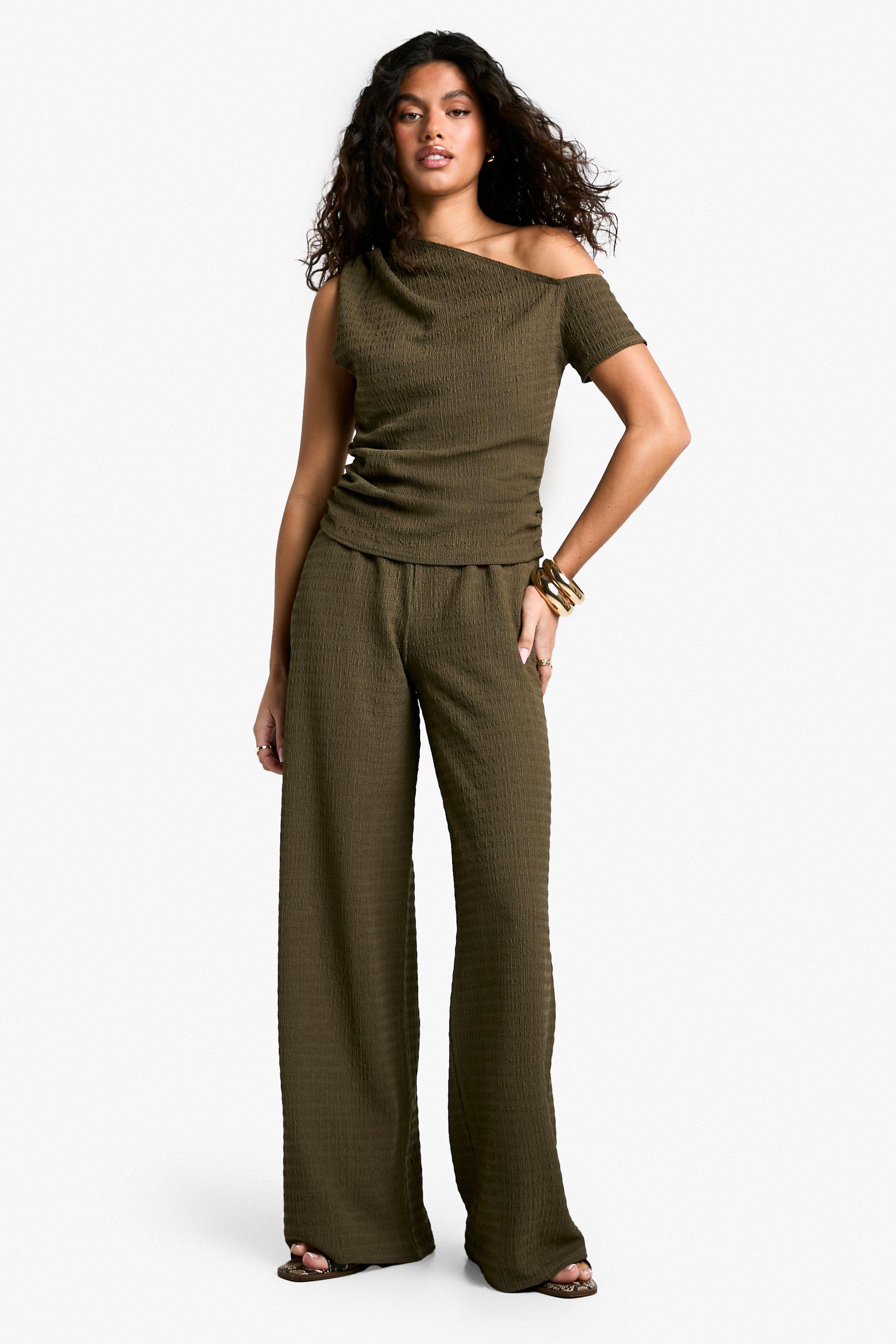 Textured Asym Hem Sleeveless Top & Trouser Co-ord | boohoo