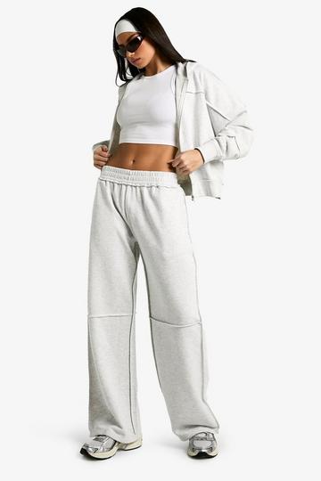 Wide Leg Joggingbroek Met Naaddetail ash grey