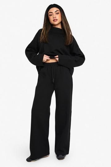 Black Wide Leg Interlock Jogger