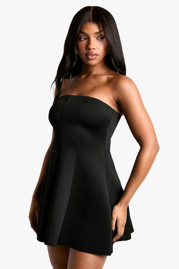 Scuba Structured Bandeau Mini Dress black