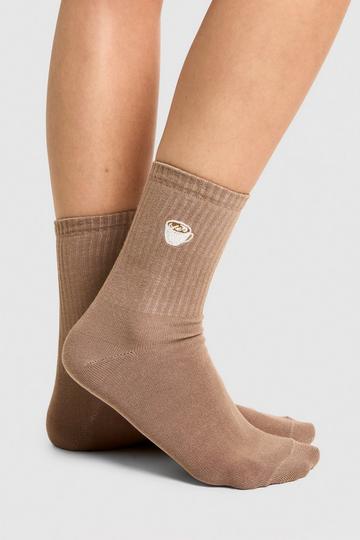 Coffee Embroidered Sock 3 Pack multi