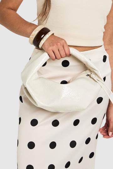 Strukturierte Lack-Tasche white