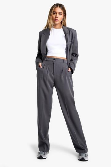 Woven Tailored Pleated Trousers grey