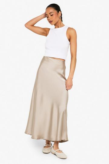 Satin Midaxi Skirt taupe