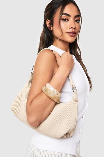 Pleated Pu Shoulder Bag stone