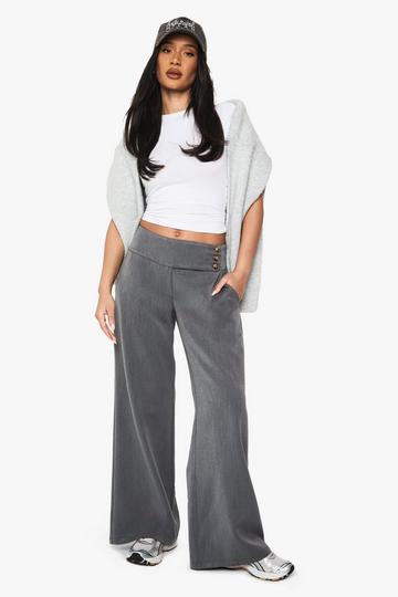 Deep Waistband Flared Tailored Trouser grey