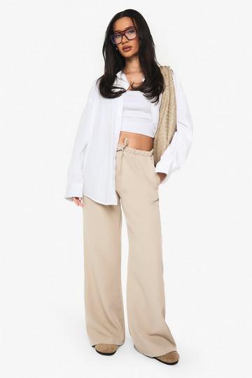 Woven Drawcord Flared Trousers sand