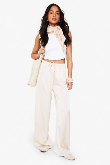 Satin Drawcord Fluid Wide Leg Trousers champagne