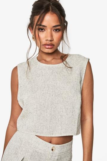 Geweven Getailleerde Top Met Textuur stone