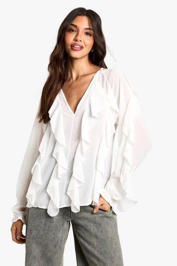 White Ruffle Blouse