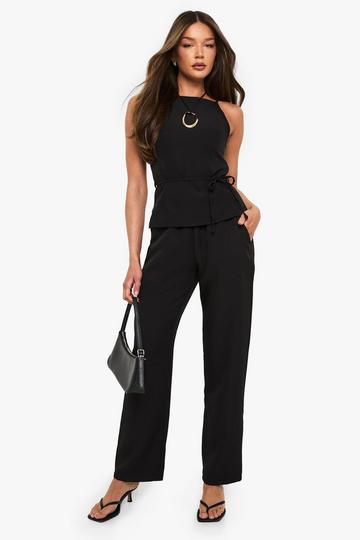 Elasticated Waist Band Woven Trousers black
