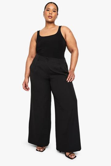 Plus Woven Tailored Straight Leg Trouser black