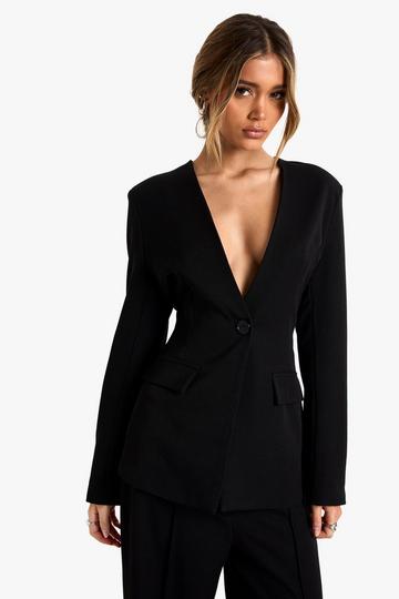 Getailleerde Blazer Met Laag Decolleté black