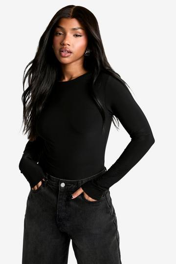 Double Layer Slinky Long Sleeve Top black