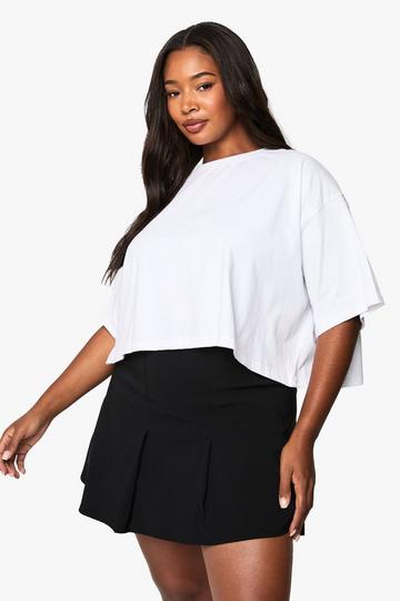 Black Plus Bengaline Pleated Mini Skirt