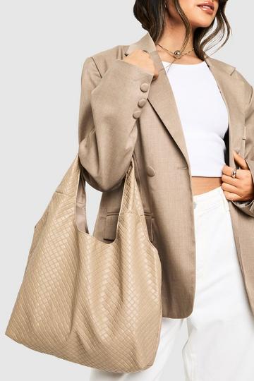 Woven Slouchy Tote Bag taupe
